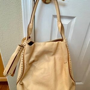 OrYANY Butter with Camel Trim Leather Tote w/Tassel